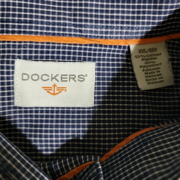 Dockers Blue & White Checkered Long Sleeve Button Up Shirt Men's Size XXL - Picture 6 of 9